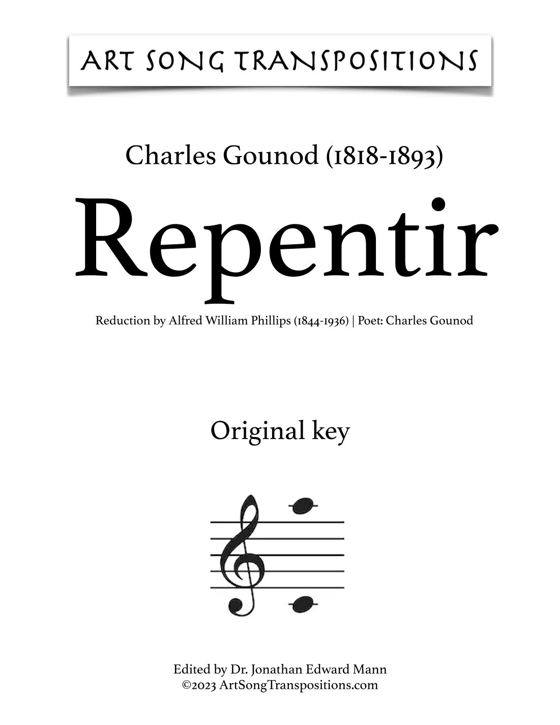 GOUNOD: Repentir (original high key) (arr. ArtSongTranspositions.com)