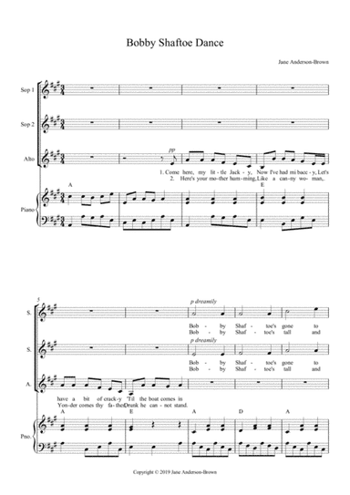 Bobby Shaftoe Dance to Your Daddy - SSA + Piano (arr. Jane Anderson-Brown)