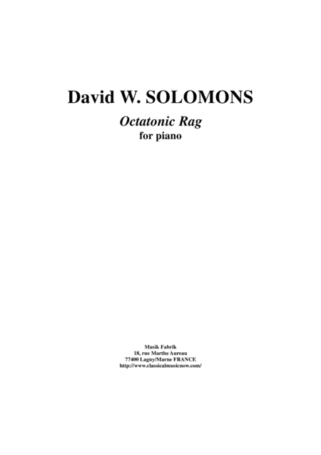 David W. Solomons: Octatonic Rag for piano solo