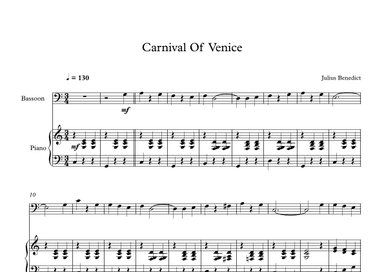 Carnival Of Venice - Julius Benedict (Bassoon + Piano) (arr. Digital Book Music)