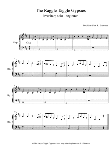 The Raggle Taggle Gypsies - lever harp solo - beginner