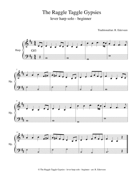 The Raggle Taggle Gypsies - lever harp solo - beginner