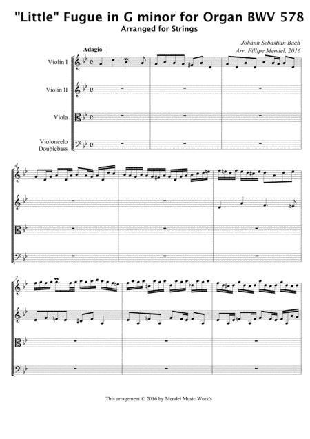 "Little" Fugue in G minor for Organ BWV 578 (arr. Fillipe Mendel)
