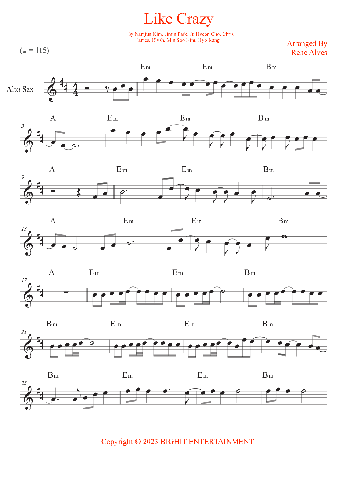 Like Crazy (arr. Rene Alves)