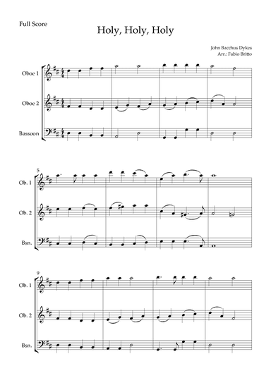 Holy, Holy, Holy (Traditional Christian Song) for Woodwind Trio (arr. Fabio Britto)