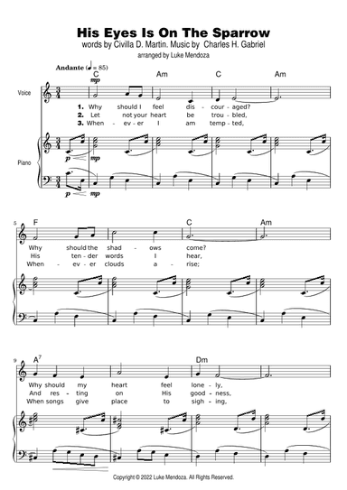 His Eyes Is On The Sparrow (arr. Luke Mendoza)