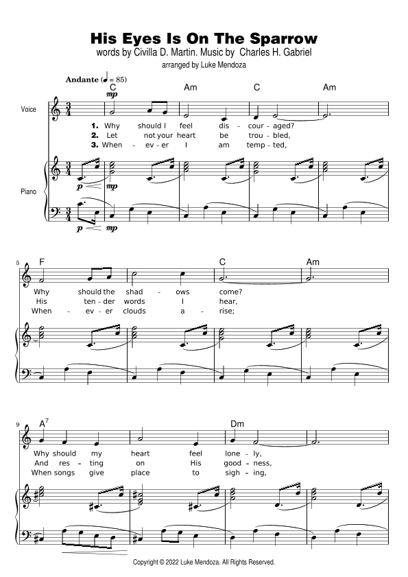 His Eyes Is On The Sparrow (arr. Luke Mendoza)