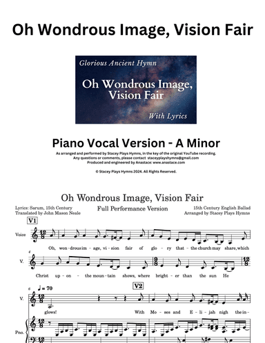 Oh Wondrous Image, Vision Fair [A Minor] (arr. Anastace)