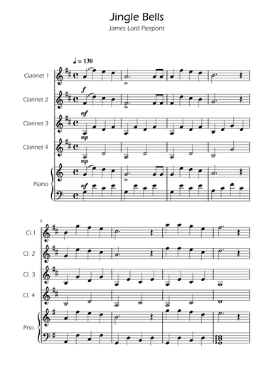 Jingle Bells - Clarinet Quartet w/ Piano (arr. Ygor Nunes)