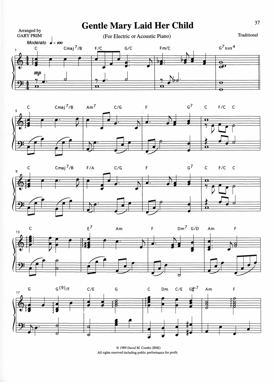 Gentle Mary Laid Her Child (arr. Gary Prim)