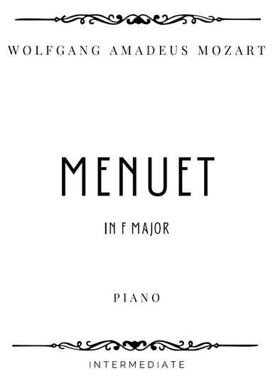 Mozart - Menuet in F Major K 5 - Intermediate (arr. Piacere Music Sheets)