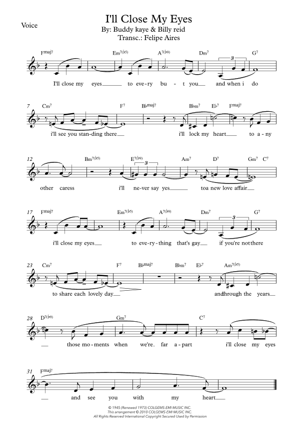 I'll Close My Eyes (arr. Felipe Aires Fonseca)