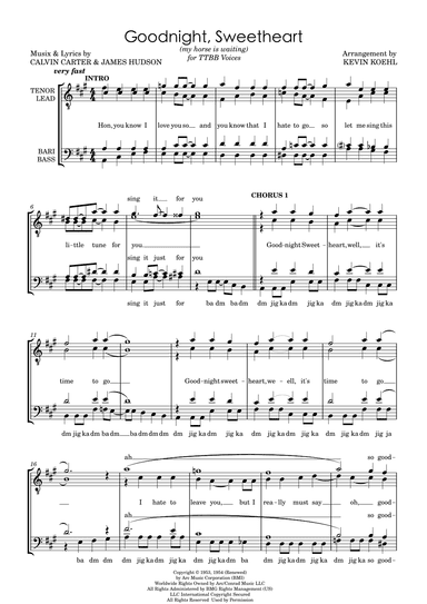 Goodnight, Sweetheart, Goodnight (goodnight, It's Time To Go) (arr. Kevin Koehl)