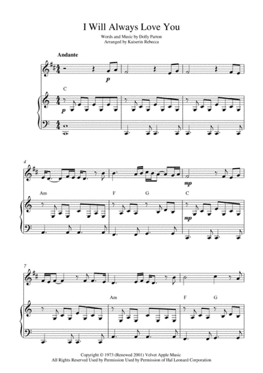 I Will Always Love You (arr. Kaiserin Rebecca)