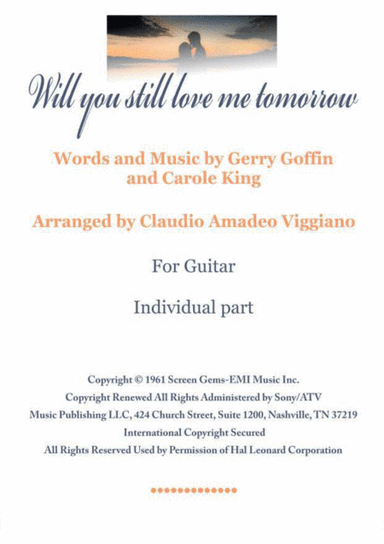 Will You Love Me Tomorrow (Will You Still Love Me Tomorrow) (arr. Claudio Amadeo Viggiano)