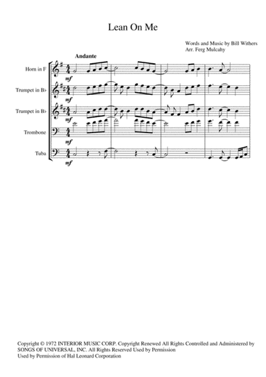 Lean On Me (arr. Ferg Mulcahy)