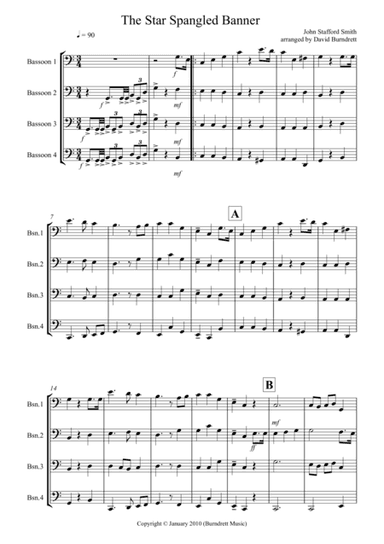The Star Spangled Banner for Bassoon Quartet (arr. David Burndrett)