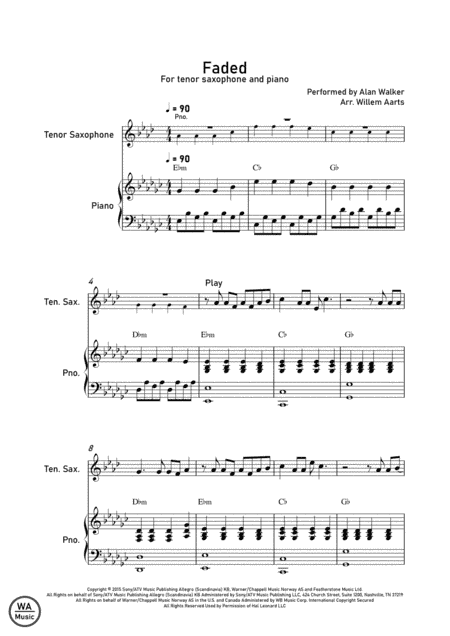 Faded (arr. Willem Aarts)