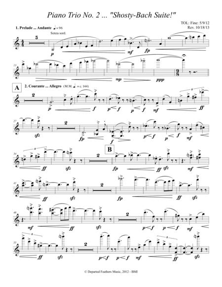 Piano Trio No. 2 ... Shosty-Bach Suite (2012, rev. 2013) violin