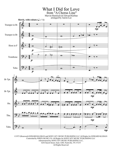 What I Did For Love (arr. Aaron Lee)