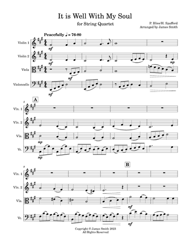 It Is Well With My Soul for String Quartet (arr. James Smith)