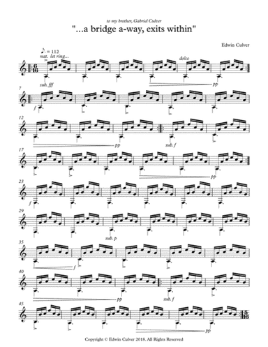 Edwin Culver: a bridge a-way, exits within (for solo guitar)