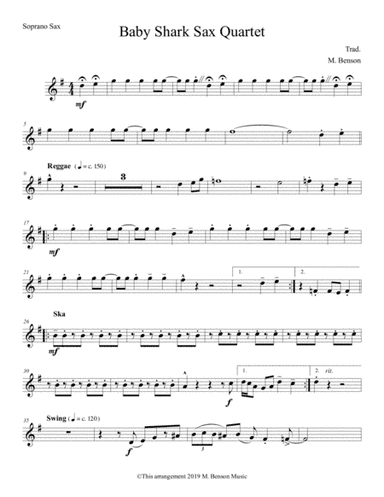 Baby Shark Sax Quartet (arr. M. Benson)