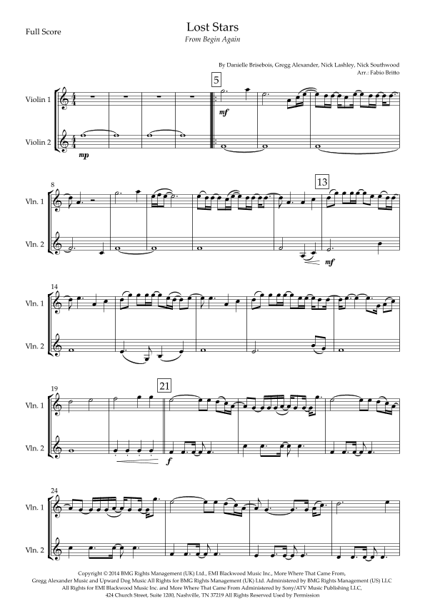 Lost Stars (arr. Fabio Britto)