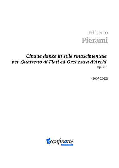 Filiberto Pierami: CINQUE DANZE IN STILE RINASCIMENTALE Op.29 (ES-21-084)  - Score Only