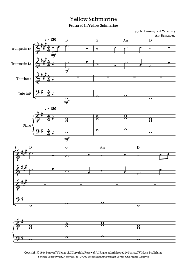 Yellow Submarine (arr. Heisenberg)