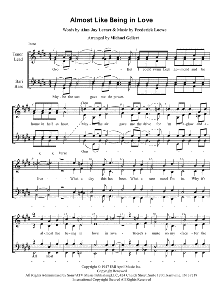 Almost Like Being In Love (arr. Michael Gellert)