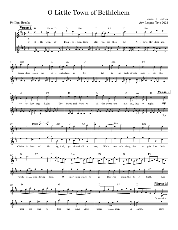 O Little Town of Bethlehem (arr. Legato Trio)