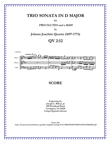 Quantz Trio Sonata in D Major QV 2:12 (arr. Joseph L. Wilson, Jr.)