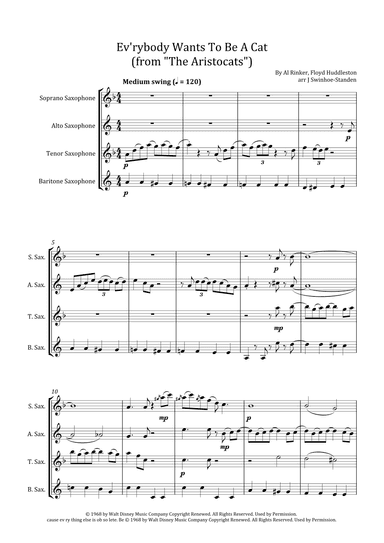 Ev'rybody Wants To Be A Cat (arr. J Swinhoe-Standen)