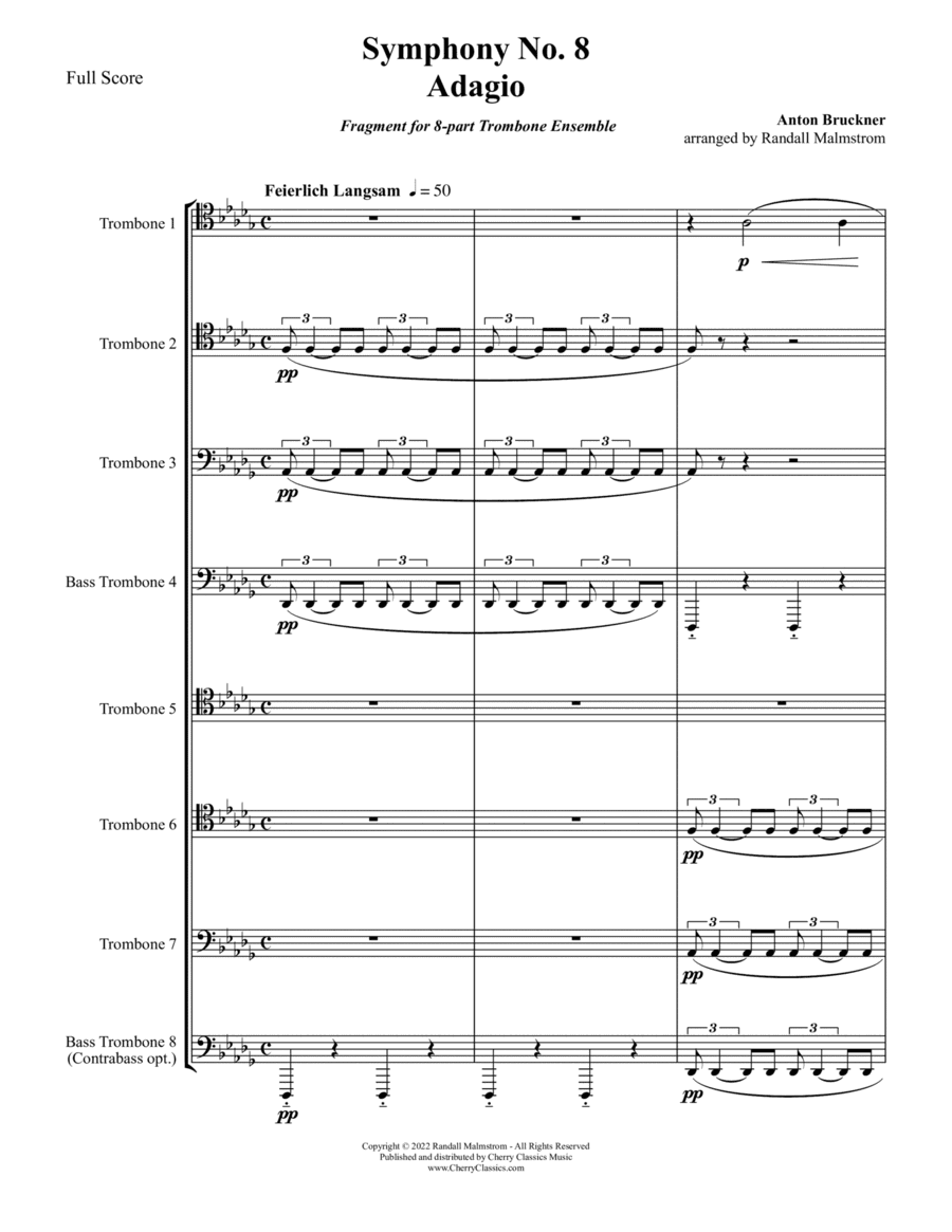 Adagio from Symphony No. 8 for 8-part Trombone ensemble (arr. Randall Malmstrom)