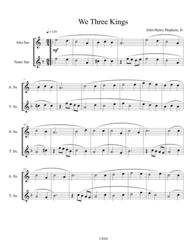 We Three Kings (alto and tenor sax duet) (arr. B C Dockery)
