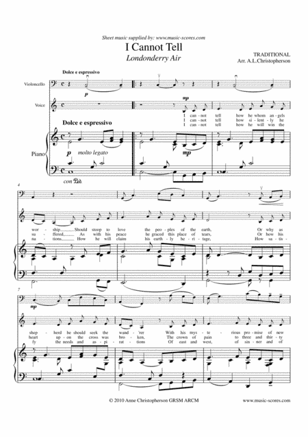 Londonderry Air - Voice, Cello and Piano (arr. Anne L Christopherson GRSM ARCM)