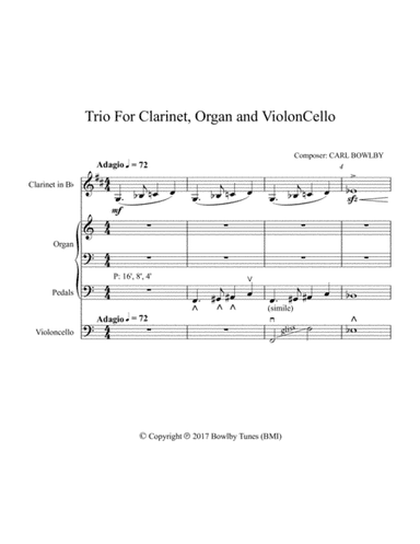 Trio for Organ, Clarinet and Cello