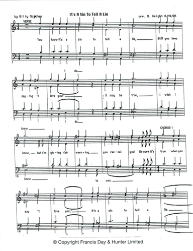 It's A Sin To Tell A Lie (arr. David Wright)