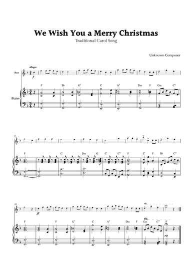 We Wish you a Merry Christmas for Oboe and Piano (arr. Rika K.)