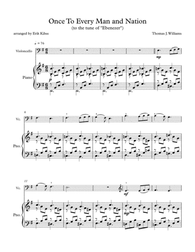 Once To Every Man and Nation - (Ebenezer) - Cello/Piano duet (arr. Erik Kihss)