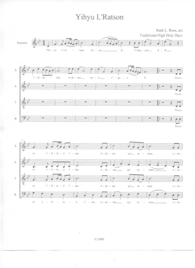 Yihyu L'Ratson (arr. Ruth L. Ross)