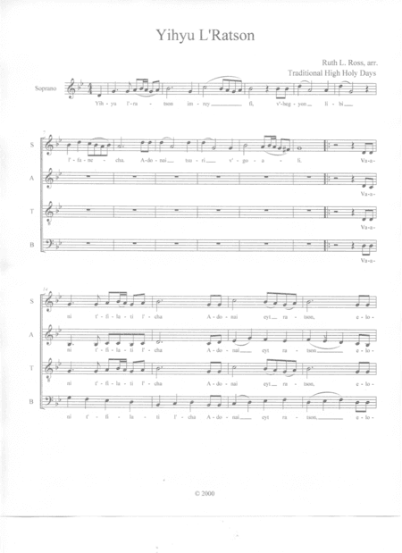 Yihyu L'Ratson (arr. Ruth L. Ross)