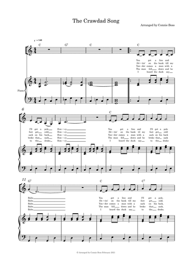 The Crawdad Song - solo and piano (arr. Connie Boss)