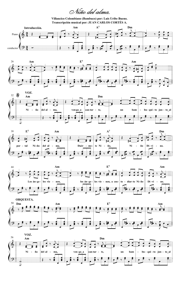 Niño del Alma (Bambuco). Villancico por: Luis Uribe Bueno (arr. Juan Carlos Cortés Aguirre)