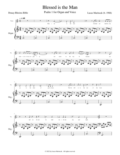 Blessed is the Man (Psalm 1 for Voice and Organ)