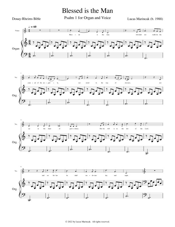 Blessed is the Man (Psalm 1 for Voice and Organ)