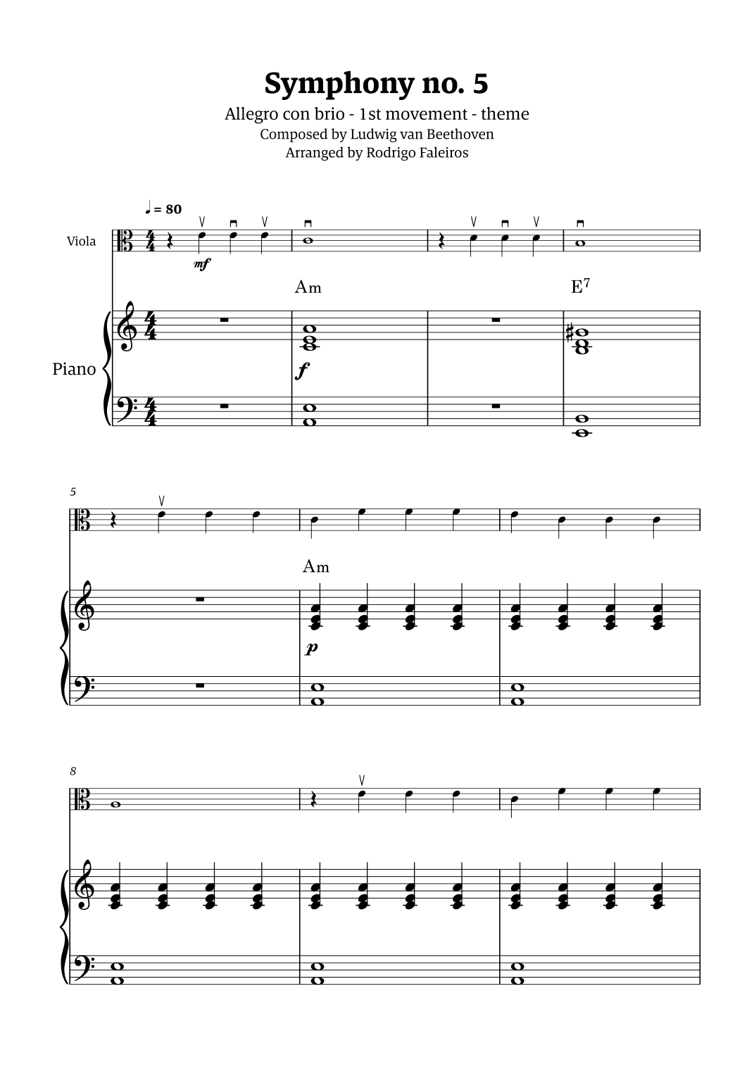 Symphony no. 5 - 1st movement (theme) (arr. Rodrigo Faleiros)