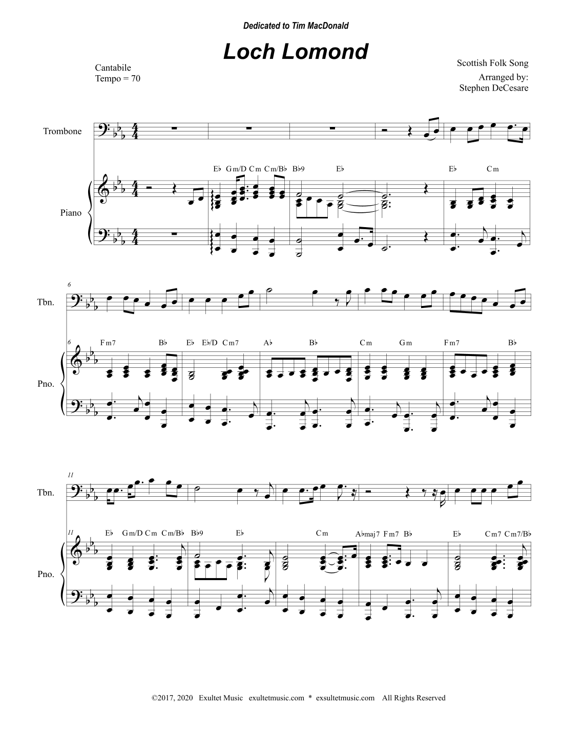 Loch Lomond (Trombone solo and Piano) (arr. Stephen DeCesare)