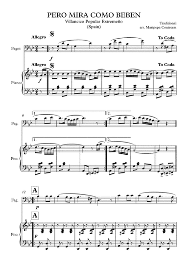Pero mira como beben (los peces en el río) - villancico (fagot y piano) (arr. M. Contreras)